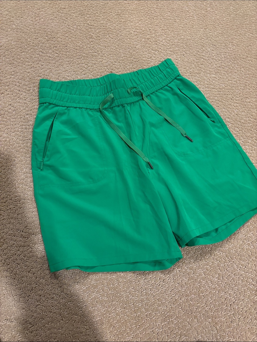 Chicos Women's Green Elastic-Waist Drawstring Shorts
